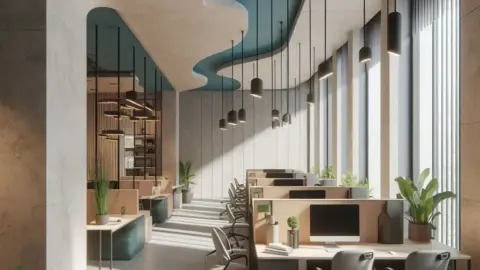 Workspace Design Visualizations. Modern Office Interiors. Minimal